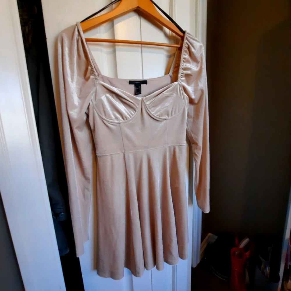 Nude velvet dress
